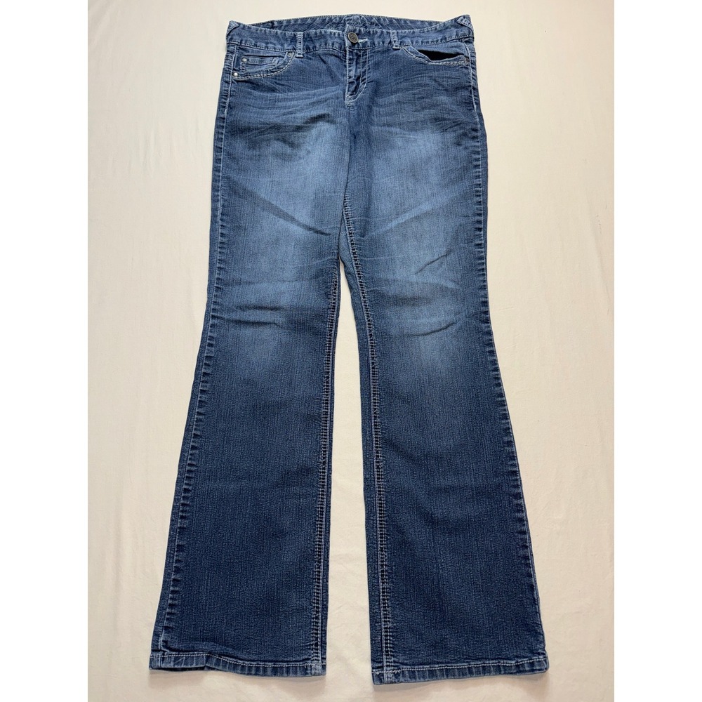 Maurices Womens Straight Leg Jeans Blue Medium Wash Stretch Denim Size 12L 34x31